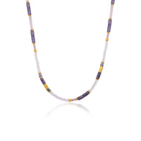 Tanzanite and Blue Topaz and Gold Plated Bead Necklace