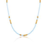 Blue Topaz Gold Plated Bead Necklace