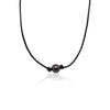 St. Barth Black Leather and Pearl Necklace