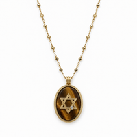 Retro Star of David on a Satellite Chain in Tiger Eye