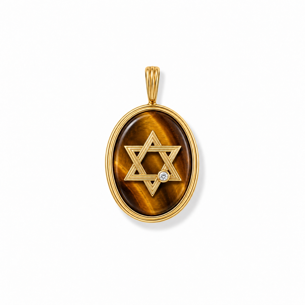 Retro Star of David Charm in Tiger Eye