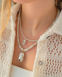 Iced Glow White Opal Bead with White Moonstone