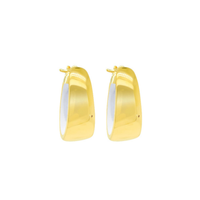 Gold Plated White Enamel Hoop Earrings