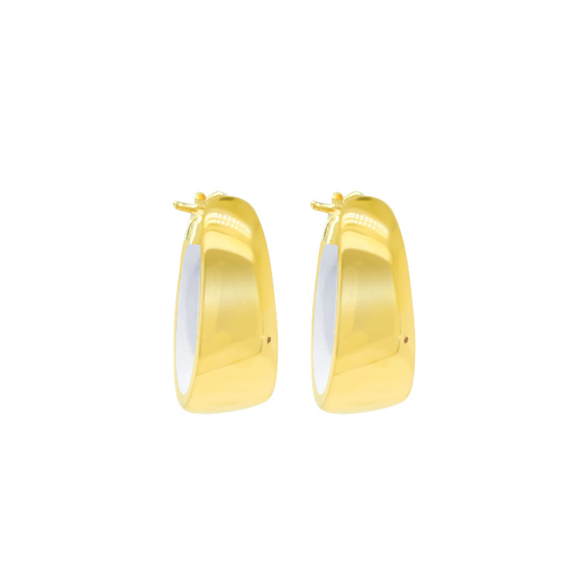 Gold Plated White Enamel Hoop Earrings