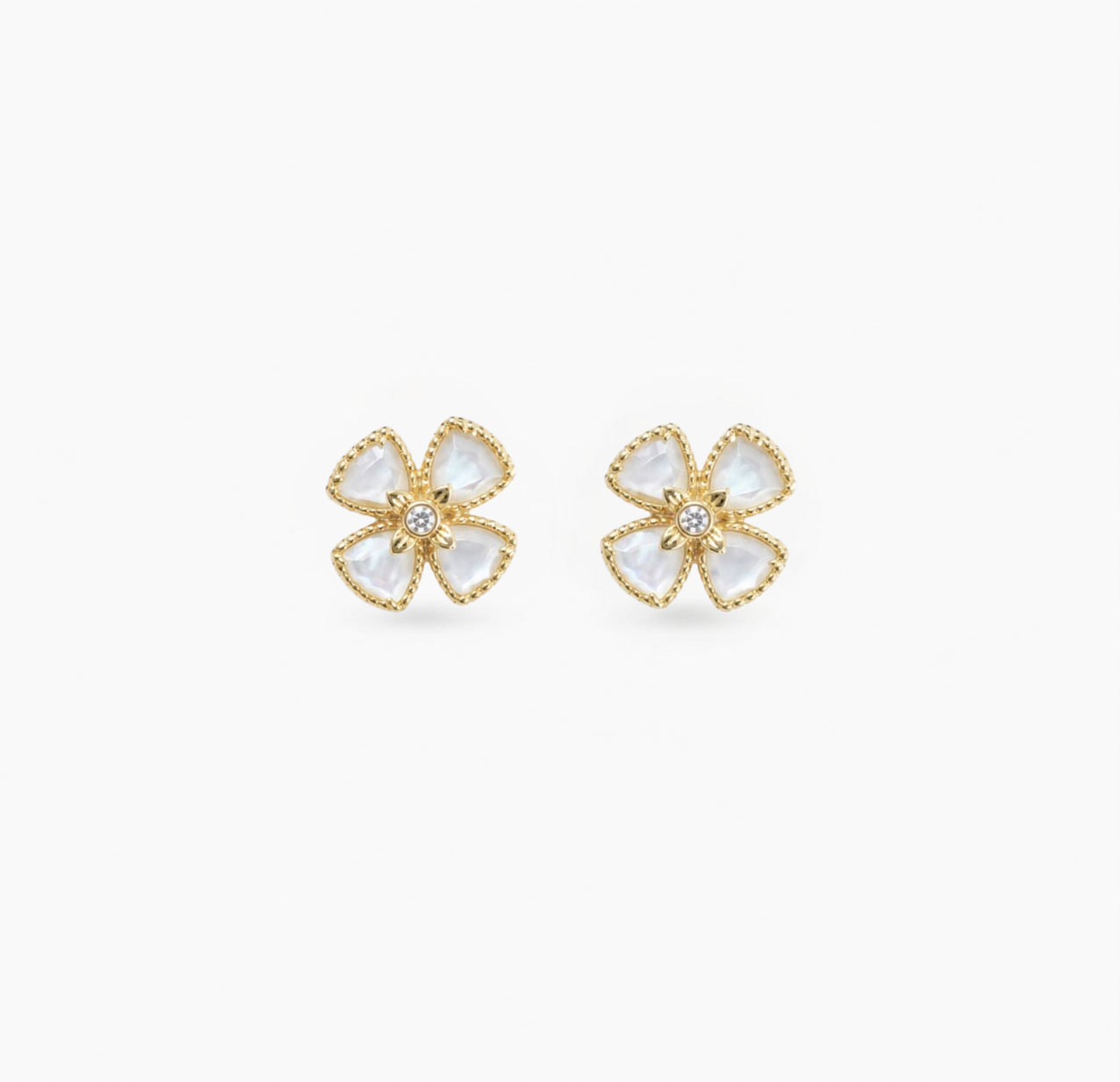 Mother of Pearl Flower Stud Earrings