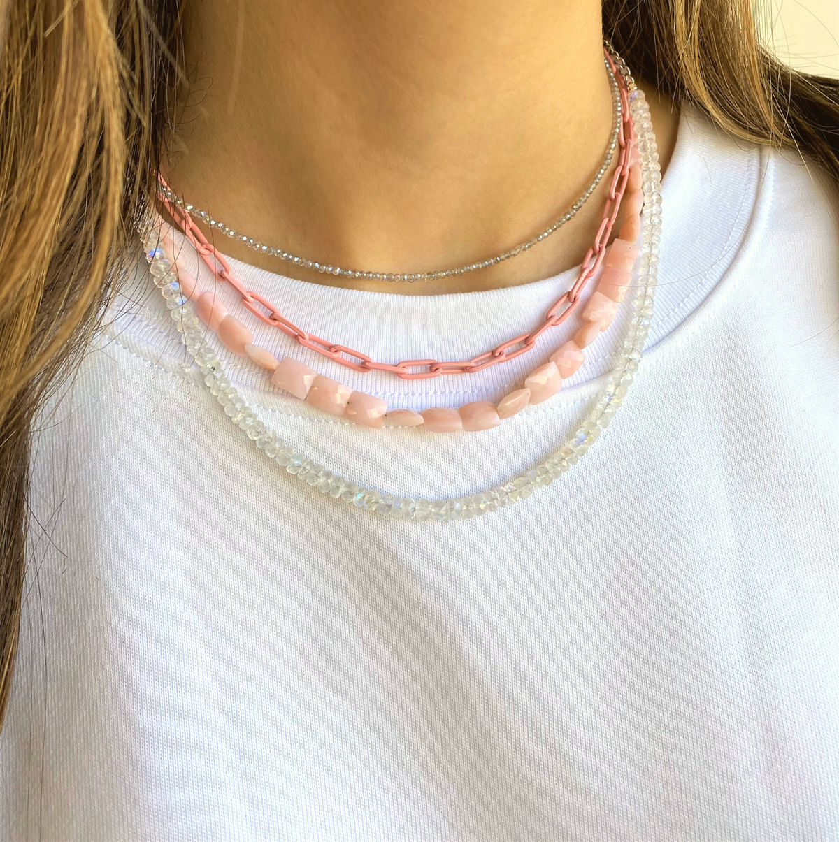 Light Pink Paperclip Chain Necklace