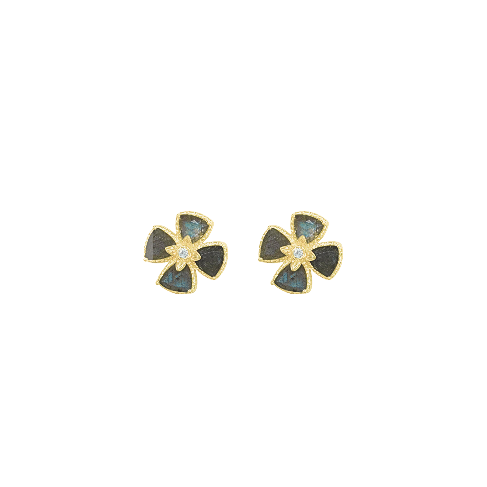 Labradorite Flower Stud Earrings
