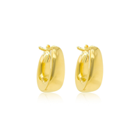Gold Plated Elongated Oval Hoop Earrings Small