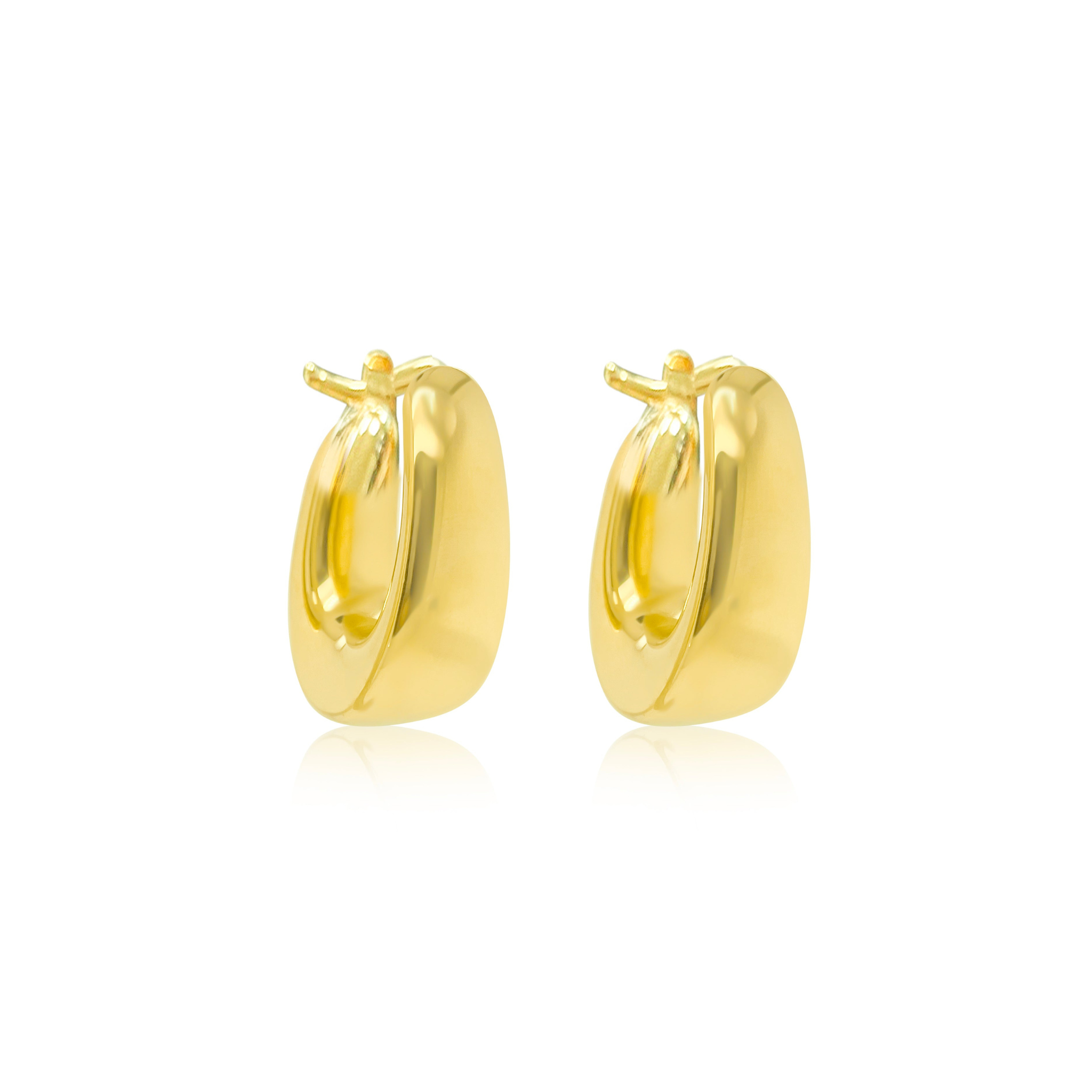 Gold Plated Elongated Oval Hoop Earrings Small