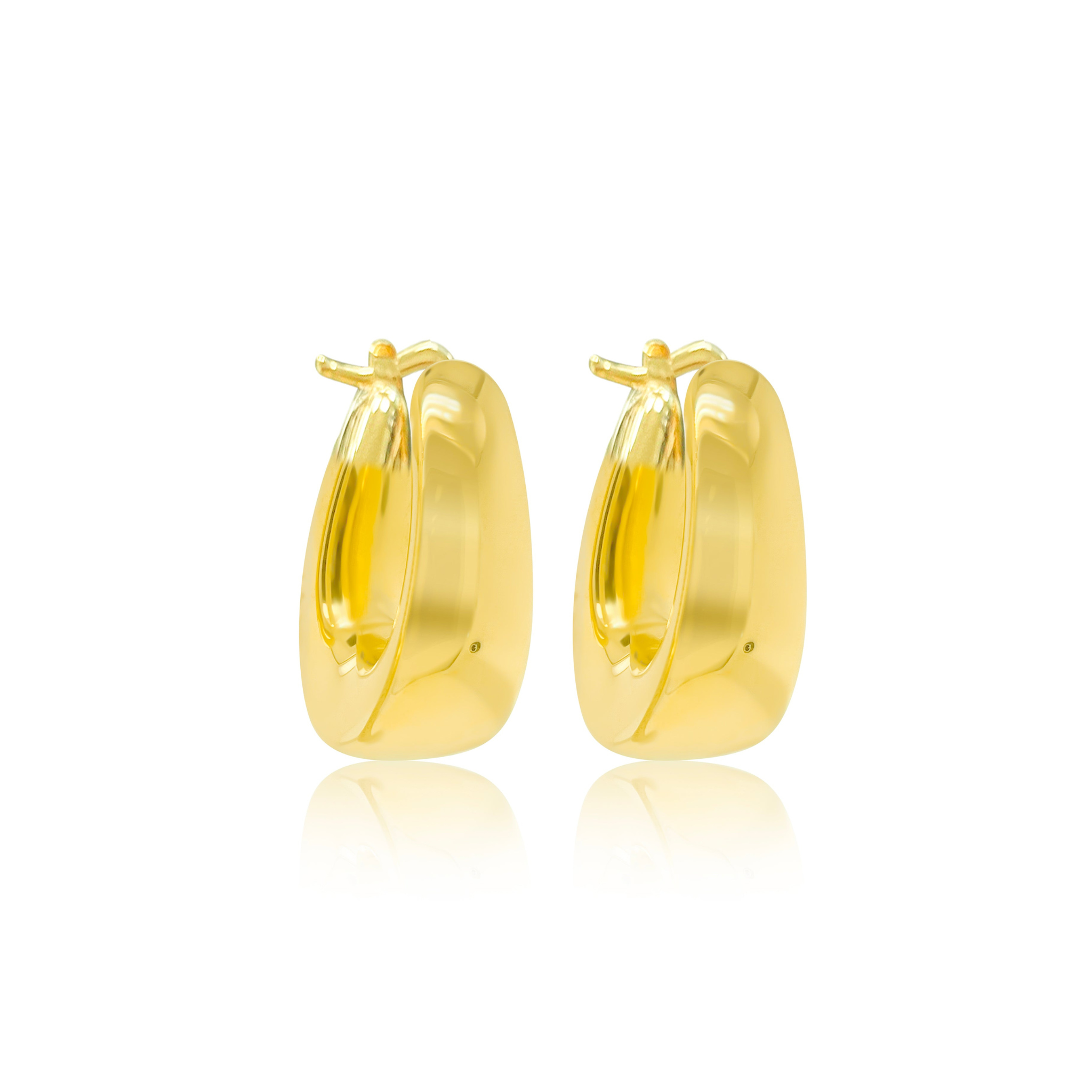 Gold Plated Elongated Oval Hoop Earrings Large