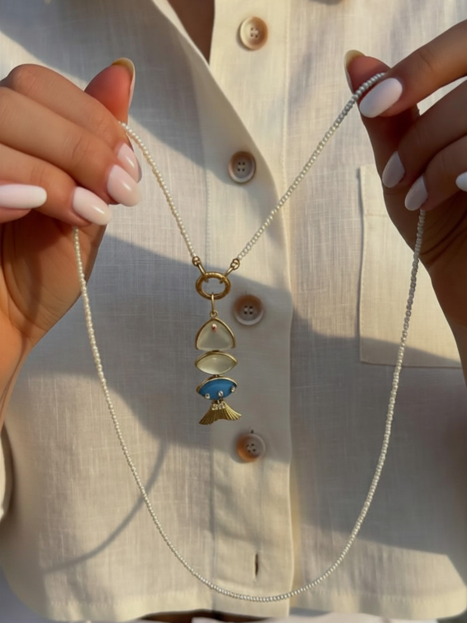 Heirloom Oval Clasp Pearl Charm Enhancer Necklace
