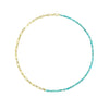 Half and Half Turquoise Bead and Gold Plated Paperclip Chain Necklace