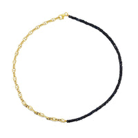 Half and Half Blue Sapphire Bead and Gold Plated Chain Necklace- ALL NEW BOUTIQUE EXCLUSIVE