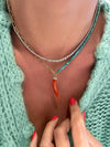 Half and Half Turquoise Bead and Gold Plated Paperclip Chain Necklace