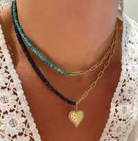 Half and Half Emerald Bead and Gold Plated Paperclip Chain Necklace- ALL NEW BOUTIQUE EXCLUSIVE