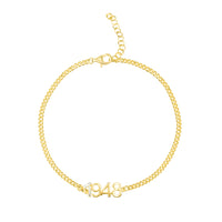 1948 Gold Vermeil and CZ Bracelet with Cuban Link Chain
