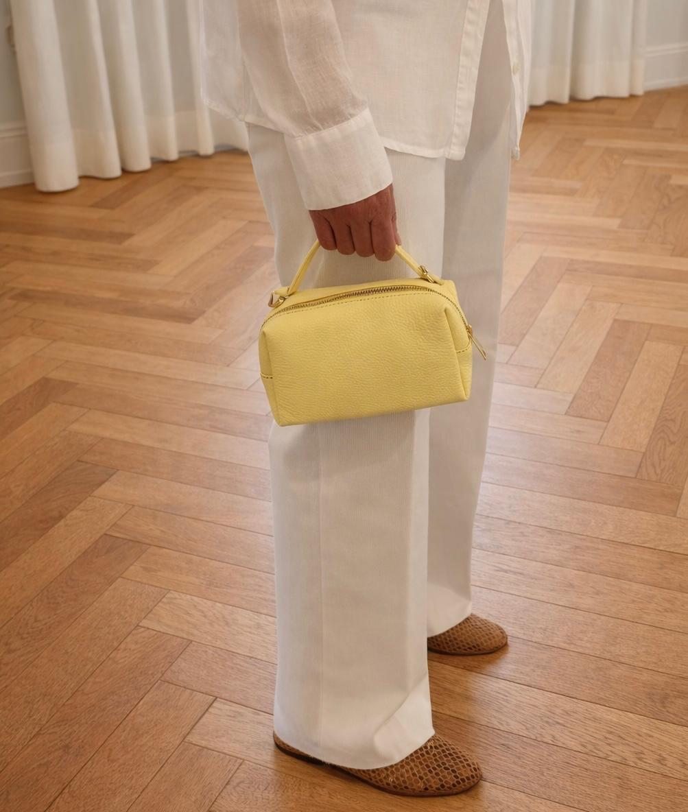 Carrie Mini Leather Top-Handle in Butter Yellow