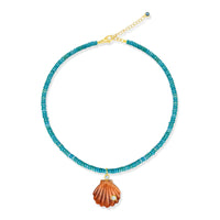 Turquoise & Spiny Oyster Shell Charm Necklace