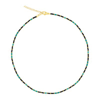 Black Spinel and Turquoise Beaded Layering Necklace