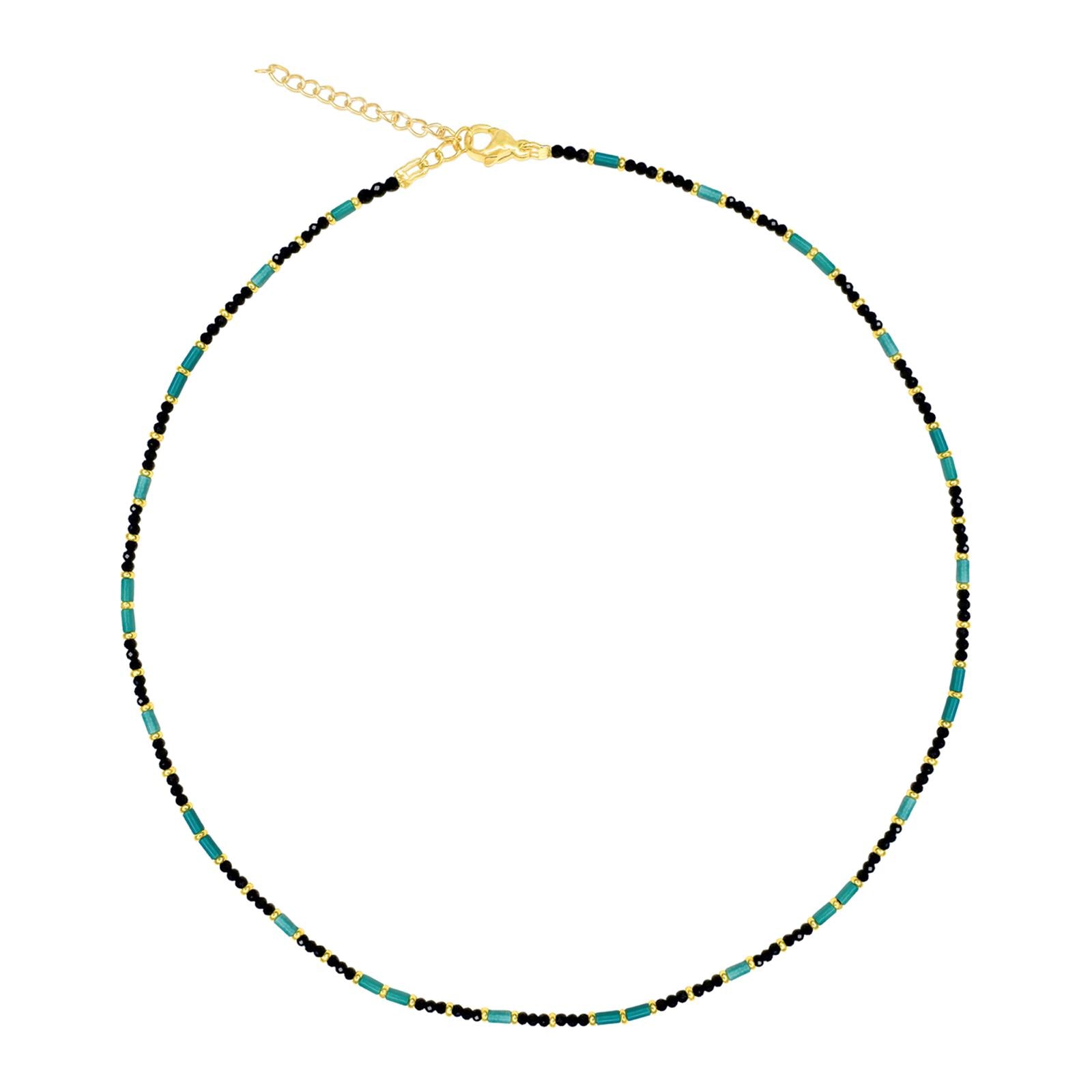 Black Spinel and Turquoise Beaded Layering Necklace