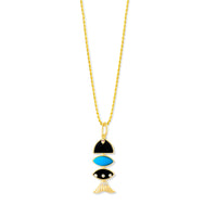 Prosperity Fish Charm in Turquoise & Black Onyx