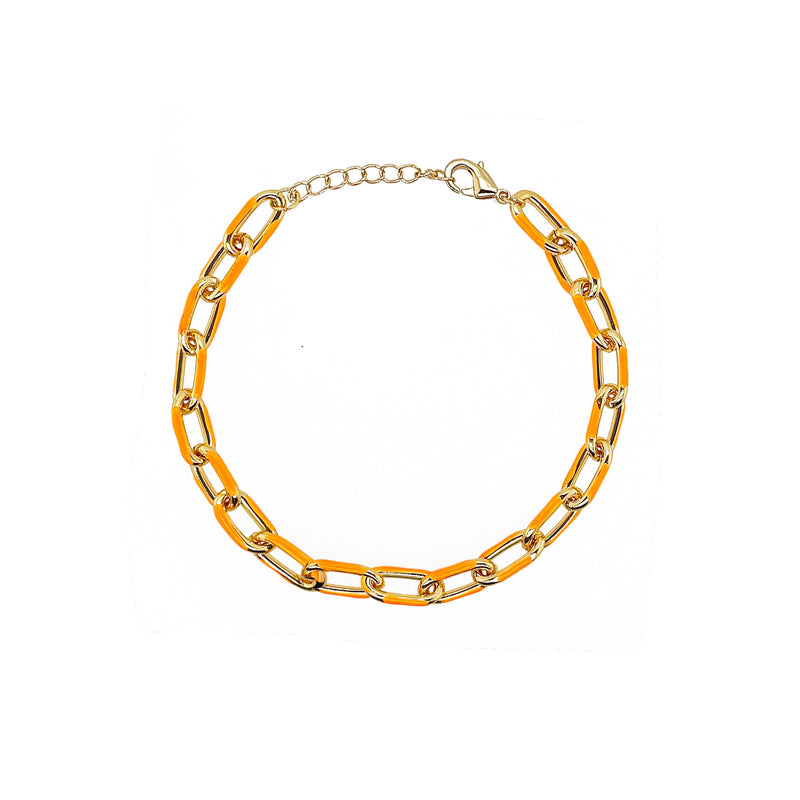 Enamel and Yellow Gold Plated Paperclip Bracelet