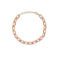 Enamel and Yellow Gold Plated Paperclip Bracelet