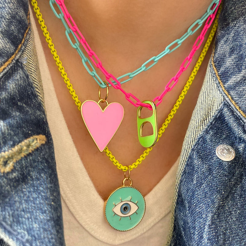 Pink Paperclip Chain Necklace