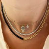 Half and Half Blue Sapphire Bead and Gold Plated Chain Necklace- ALL NEW BOUTIQUE EXCLUSIVE