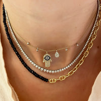 Half and Half Blue Sapphire Bead and Gold Plated Chain Necklace- ALL NEW BOUTIQUE EXCLUSIVE