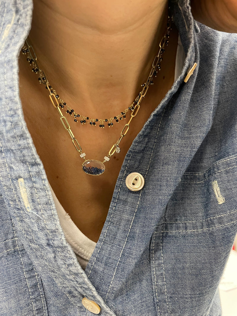 Dainty Black Onyx Bead and Layering Chain