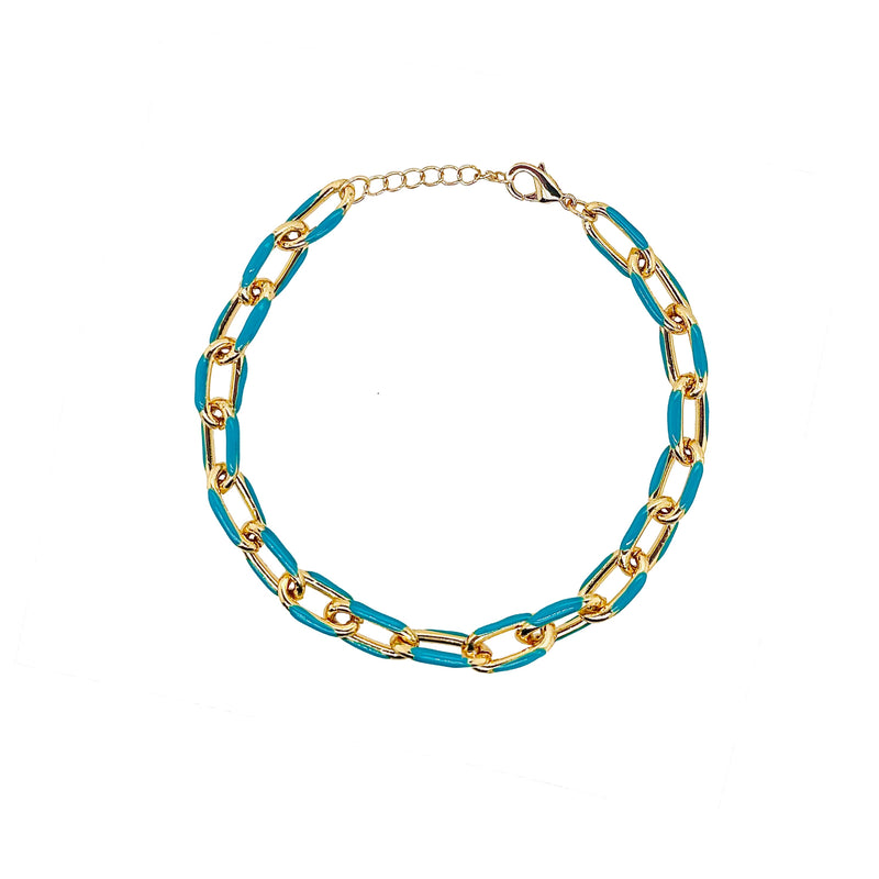 Enamel and Yellow Gold Plated Paperclip Bracelet